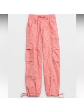 aerie Coral Pink Wide Leg Cargo Pants